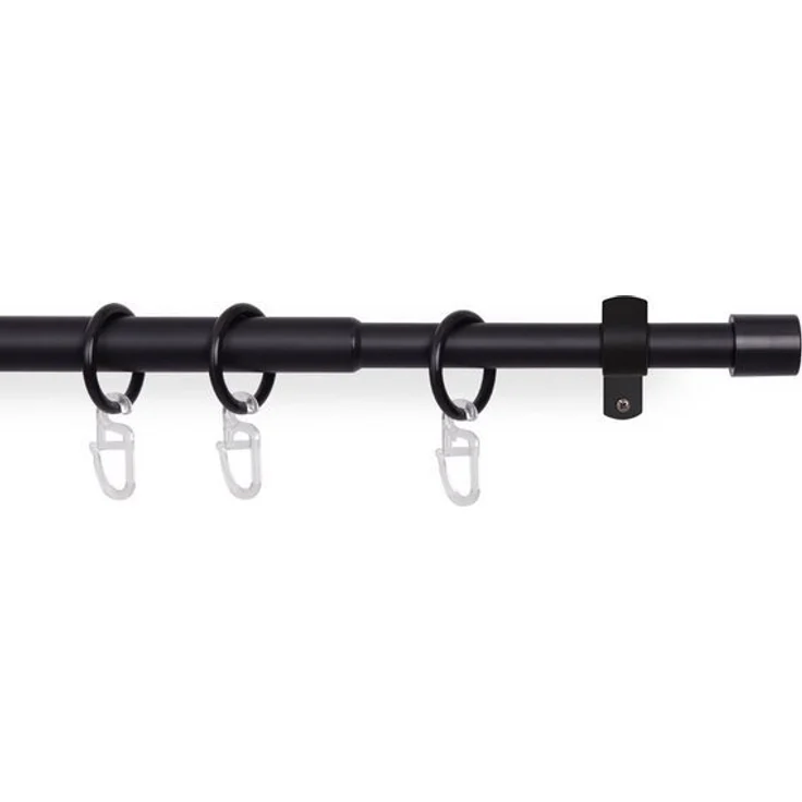Bestlivings Gardinenstange Stilgarnitur, Ø 16 mm, ausziehbar, Wandträger, verschraubt, Metall, Vorhangstange 120-220cm inkl. Ringe mit Faltlegehaken – Bild 4