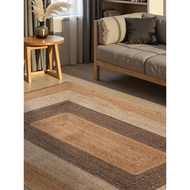 Hanse Home Juno Fusion Juteteppich - Natur Wohnzimmerteppich, 100% Jute, Handgewebt, Robust & Pflegeleicht, Modern, Boho Natürlicher Teppich für Wohnzimmer, Schlafzimmer - Natur Gold Multi, 120x170 cm