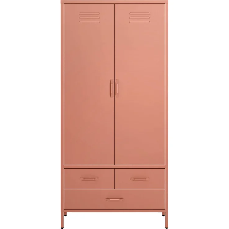 skølm 'Atria' Kleiderschrank mit 3 Schubladen, Metall, 170x45x80 cm, terrakotta, Garderobe mit 4 Fächern und 2 Kleiderstangen – Bild 10
