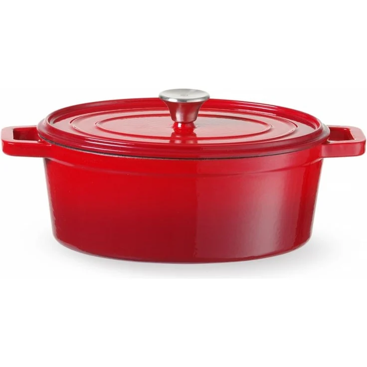 HENDI Emaillierter Gusseisentopf, 6,88L, Rot, 405x255x(H)134mm – Bild 5