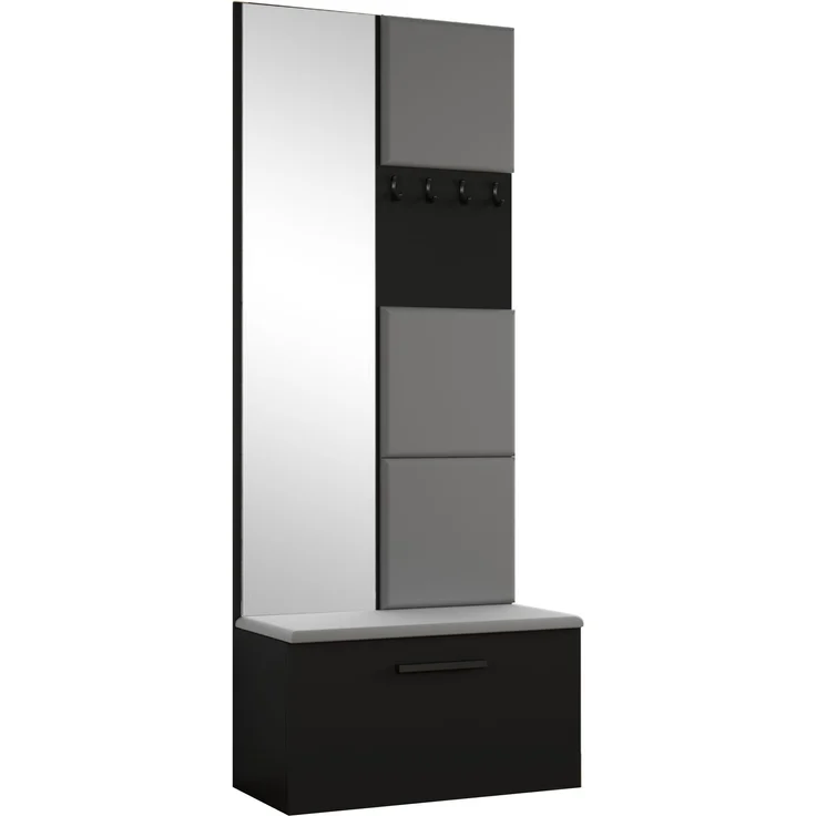 AX LIVING Kleiderschrank mit Spiegel Rosanno III 80,6 cm Schwarz JS90 – Bild 1
