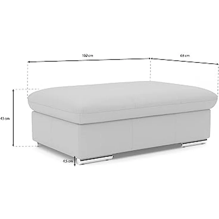 CAVADORE Echtleder-Hocker Valerie / Polsterhocker mit Metallfüßen als Beistellhocker, Fußhocker, Sitzgelegenheit, Couchtisch / 102 x 43 x 68 / Leder Beige – Bild 3