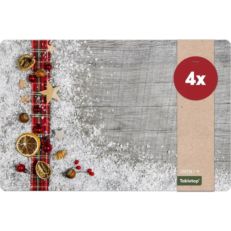 matches21 HOME & HOBBY Platzset Abwaschbare Tischsets 4er Set Weihnachten Deko & Holz, (4-St), Platzsets als Tisch-Untersetzer und Tisch-Deko für Esstisch Teller – Bild 1
