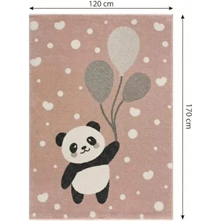 Jimri Kinderteppich Happy Friends Teppich für Kinderzimmer, Kinderteppich Bär Hase Panda, Rechteckig – Bild 3