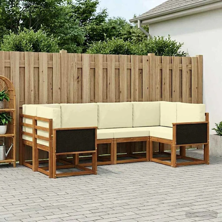 vidaXL Outdoor-Sofagarnitur 6 stk. 6-Sitzer Natur und Creme 3385481 – Bild 1