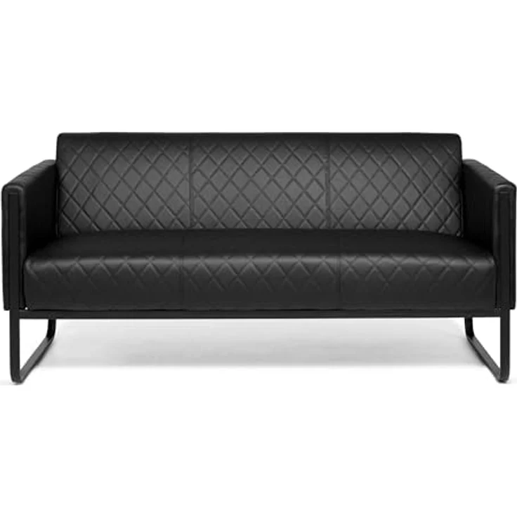 MID.YOU 3-Sitzer-Sofa, Schwarz, Textil mit Lederlook, 159x78x71 cm, max. Belastbarkeit 350 kg, Rücken echt – Bild 4