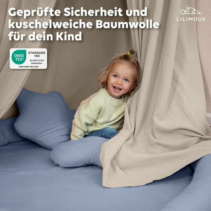 lilimaus Dekokissen Kuschelkissen Herz & Stern aus Musselin fürs Kinderzimmer, Kuschelkissen mit oder ohne Flatter - passend zu unserer Bettwäsche – Bild 3