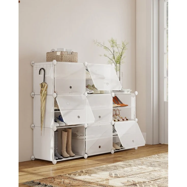 Sekey Schuhregal Schuhregal Schuhschrank Schuh-Organizer Stecksystem DIY-Regal, 1-tlg 32 Paar Schuhe Kunststoff mit Weiß 8 Tür – Bild 1