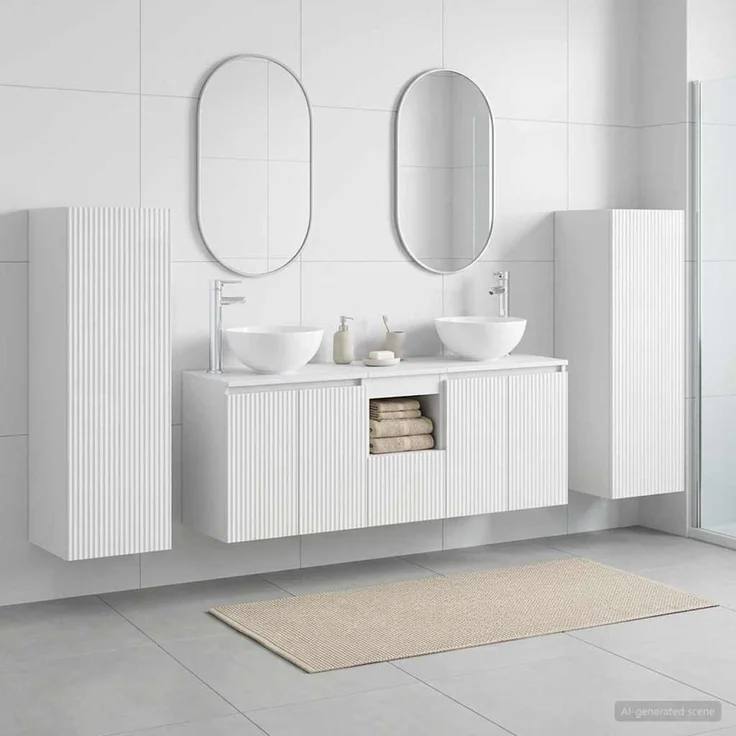 vidaXL Badezimmerschrank-Set 5 stk. Hochglanz Weiß 129 x 35 x 80 cm 3405987 – Bild 1