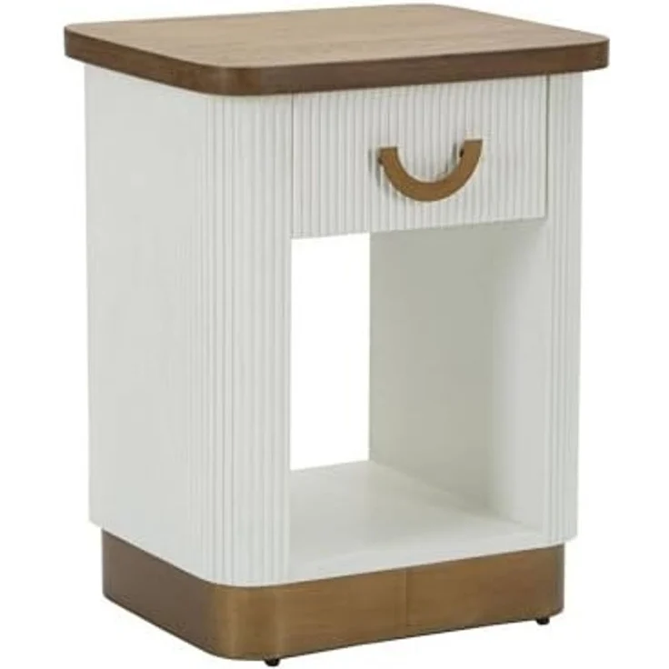 Dmora Nachttisch Bianzano 48 x 40 x 62 cm Weiß 2 Böden, 1 Schublade – Bild 3