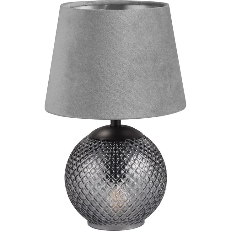 TRIO Leuchten Schreibtischlampe JONNA, Tischlampe mit beleuchtetem Glasfuß und Samt Schirm exkl 2xE14, Ein-/Ausschalter, Leuchtmittel wechselbar, warmweiß - kaltweiß, Leuchtmittel wechselbar max 10W, Schnurschalter Höhe 29cm Ø 18cm – Bild 5