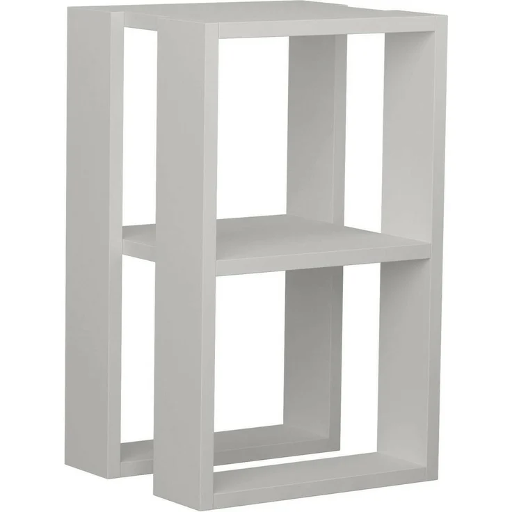 Dmora Nachttisch Imai 30 x 30 x 55h cm Weiß, 2 Regalböden – Bild 3