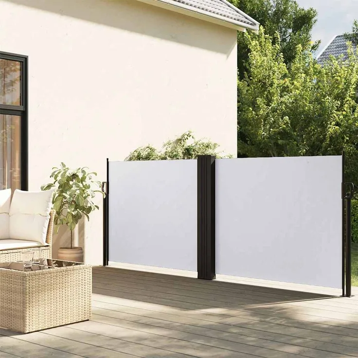 Seitenmarkise Ausziehbar, Terrassenmarkise Weiß 100x600 cm