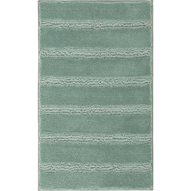 Badematte MONROVIA, 60 x 100 cm, Mint, Gestreift, Höhe 23 mm, rutschhemmend beschichtet, fußbodenheizungsgeeignet, Polyester, rechteckig