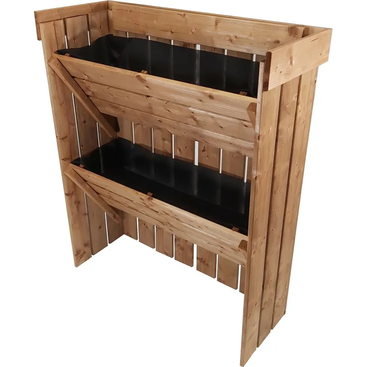 Blumentreppe aus Holz 2 Stück, Pflanzregal mit Gartenvlies, Blumenkasten als Sichtschutz