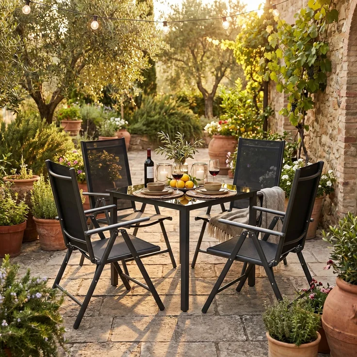 VCM Gartenmöbel-Set Miami 917328 Anthrazit H. 105 x B. 80 x T. 80 cm – Bild 5
