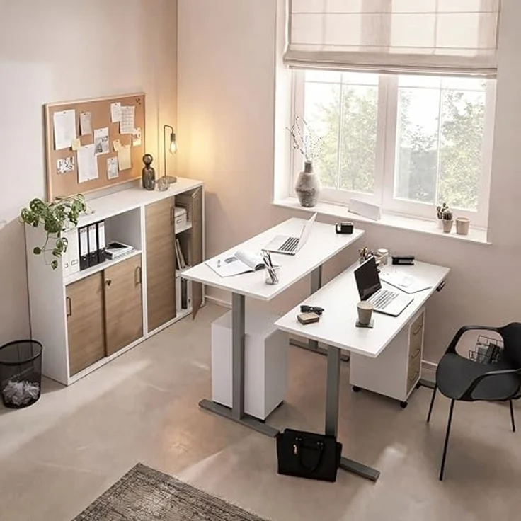 Schildmeyer Schreibtisch Metz mit elektrischer Höhenverstellung 702085, weiß matt, 138 x 60 x 72,7-117,2 cm – Bild 2