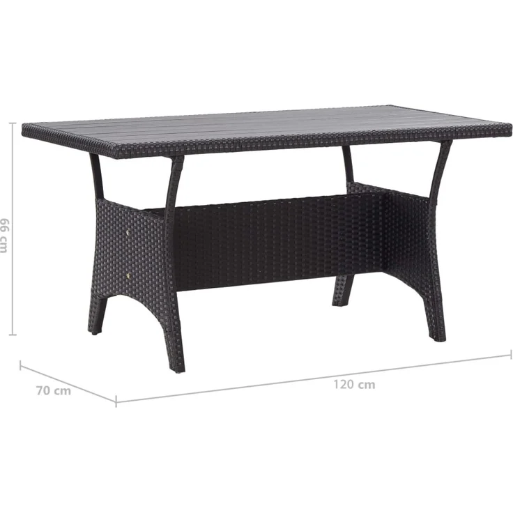 Gartentisch, Beistelltisch, Balkontisch Schwarz 120 x 70 x 66 cm Poly Rattan – Bild 6