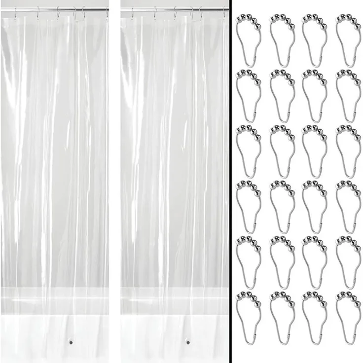 mDesign Duschvorhang Badewannenvorhang PEVA wasserabweisend Vinyl Transparent