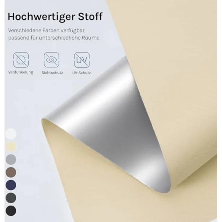 WOLTU Verdunkelungsrollo Thermorollo ohne Bohren 70x130 cm, Beige – Bild 3