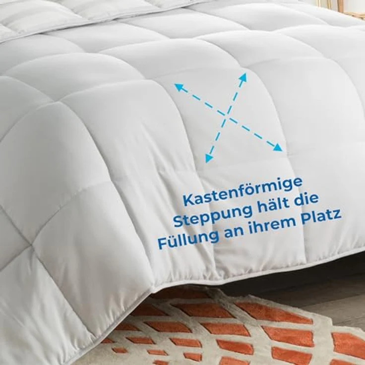Linenspa 4 Jahreszeiten Bettdecke aus Microfaser – Ganzjahresdecke – Ultraweich – Steppdecke 155x220 cm, Grau / Weiß gestreift – Bild 3