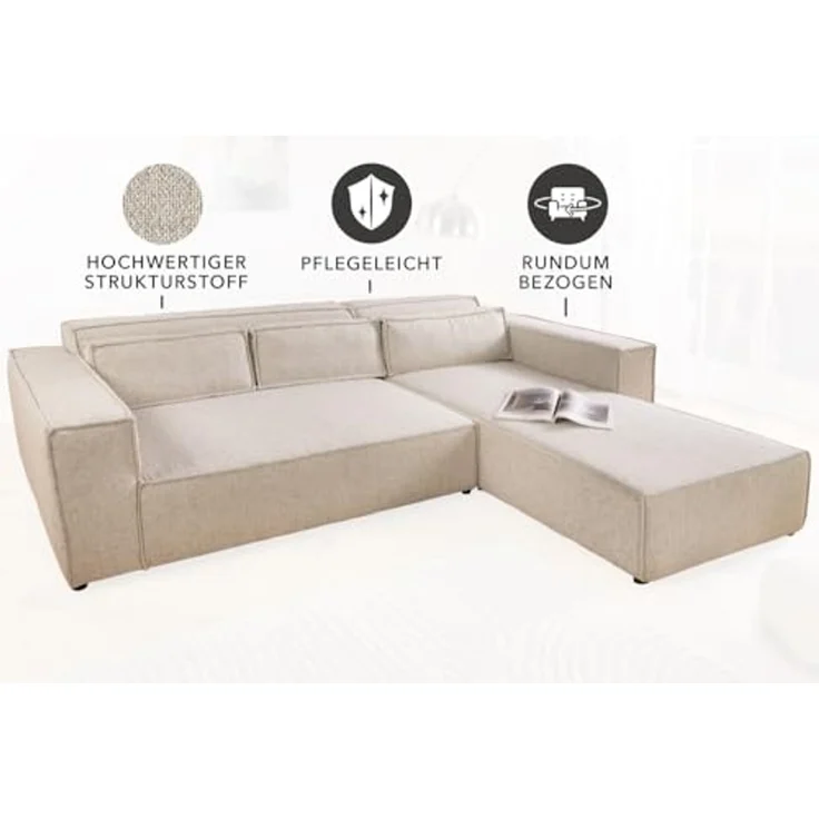 riess-ambiente Ecksofa BOSSA NOVA 265cm antik taupe, Einzelartikel 1 Teile, Wohnzimmer · Microfaser · L-Form · inkl. Kissen · Modern Design – Bild 5