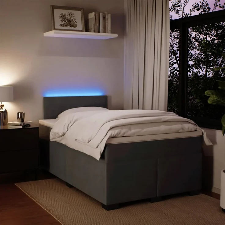 vidaXL Boxspringbett mit Matratze Dunkelgrau 120x200 cm Samt 3288577 – Bild 5