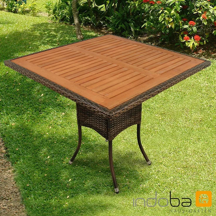 Gartentisch Valencia - quadratisch - Polyrattan - braun - Serie Valencia