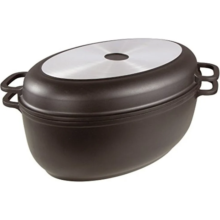 Haushalt International Bräter 2in1 Backofen-Brattopf "Cherware" Backofentopf Kochtopf, Aluminiumguss, Deckel als Grillpfanne nutzbar