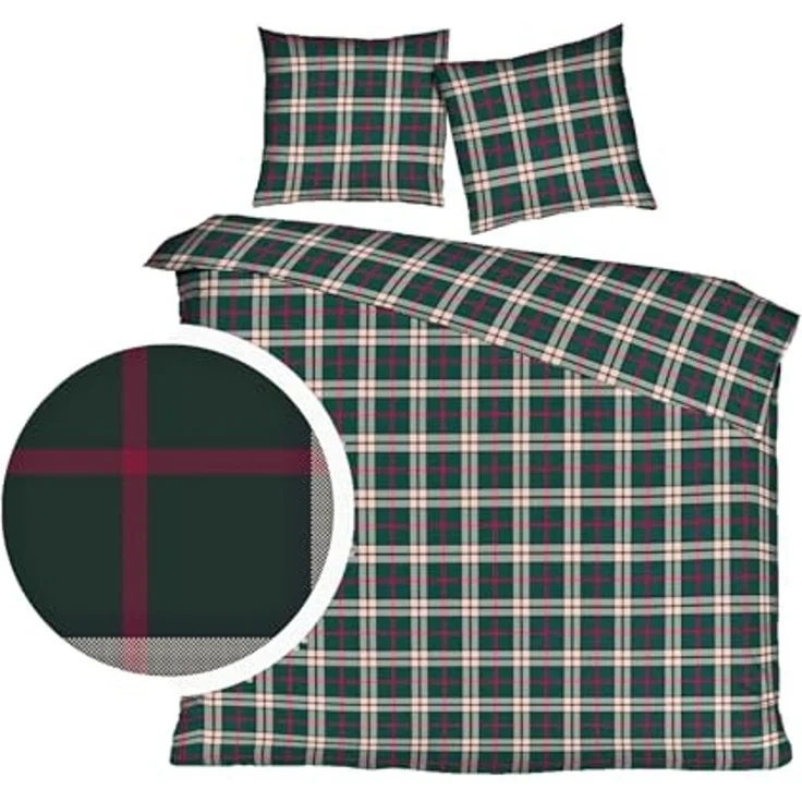 mistral home Bettwäsche 135x200cm, Bristol Classic Winter Kariert, Flanell, 2 teilig, mit klassisch schickem Karo Design – Bild 2