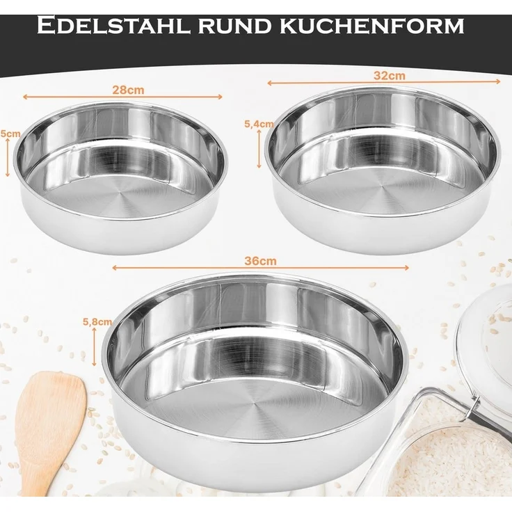 hausleben Backform 3-teiliges Edelstahl Backformen, Auflaufformen, (1-tlg), Back- und Auflaufformen Set - Perfekt für Aufläufe, Kuchen und mehr – Bild 3
