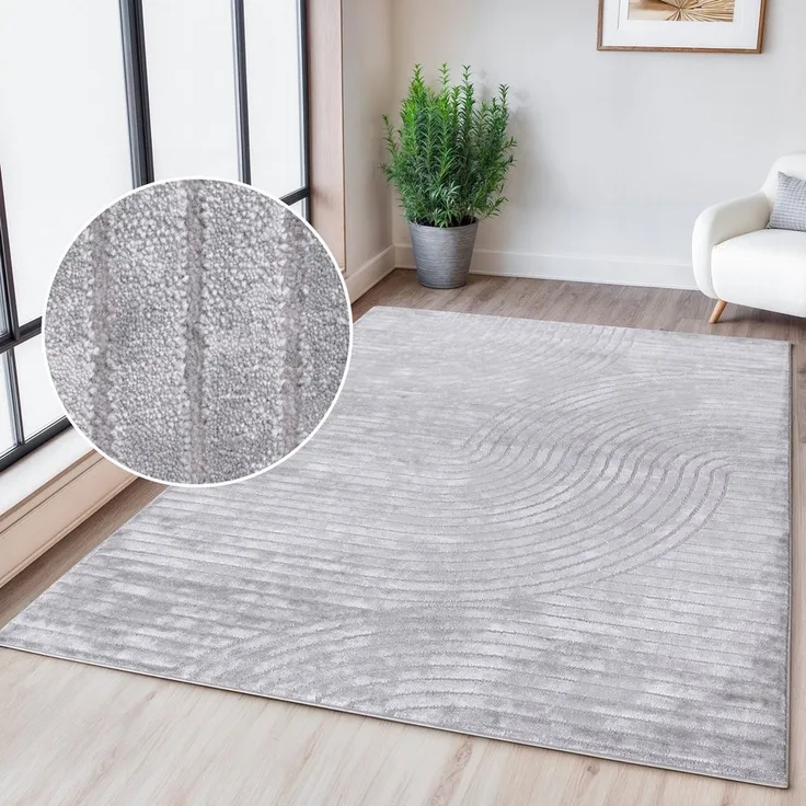 OTTO home Teppich Luvu, mit Hoch-Tief-Struktur, rechteckig, Höhe: 12 mm, Modernes Design, Boho-Charme, dezenter Glanz, Wohnzimmer, Schlafzimmer