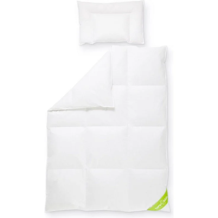 Koru Kids Kinderbettdecke + Kopfkissen Daunen Kinderbettdecke 100x135 Set mit Kissen Premium, Füllung: 100% neue deutsche Entendaunen, made in Germany, waschbar bis 60°, natürliches Schlafen für Ihr Kind – Bild 1