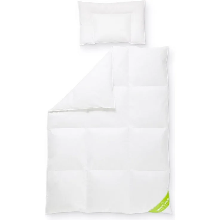 Koru Kids Kinderbettdecke + Kopfkissen Daunen Kinderbettdecke 100x135 Set mit Kissen Premium, Füllung: 100% neue deutsche Entendaunen, made in Germany, waschbar bis 60°, natürliches Schlafen für Ihr Kind