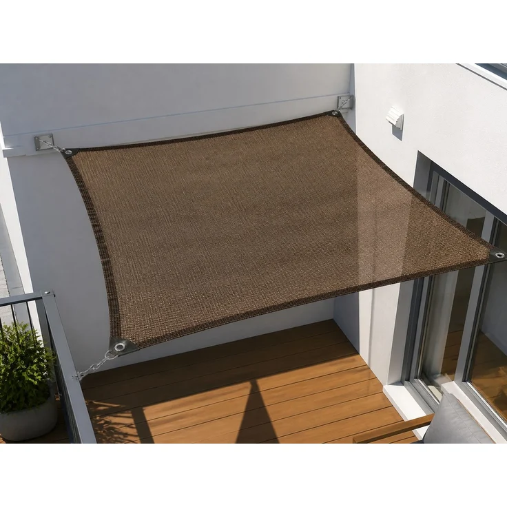 Sonnenschutznetz mit Ösen für Balkon und Terrasse Braun 2 x 10 m – Bild 2