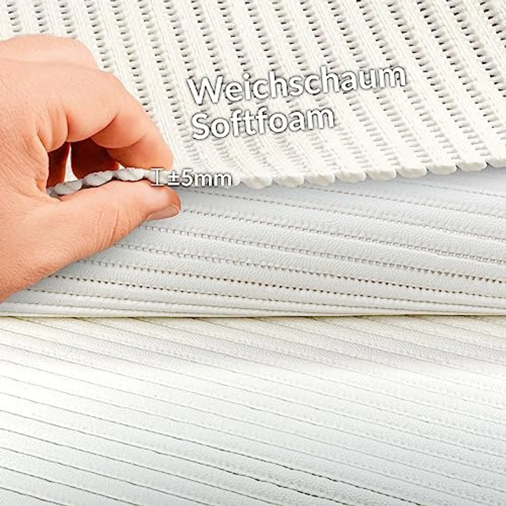 ANRO Badematte Weichschaummatte Antirutsch Badläufer 400x130cm, Uni Weiß, pflegeleicht und wasserabweisend – Bild 3