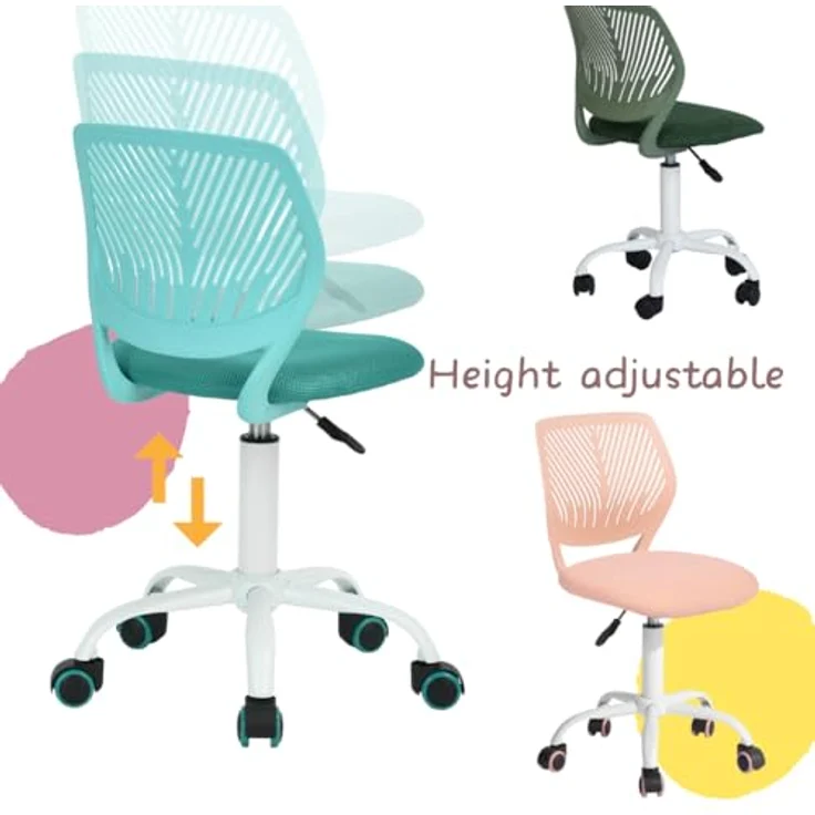 FurnitureR Bunte Schreibtischstuhl, Modernes verstellbares Design Computer Sitz, Swivel Armless Stuhl, Kinderzimmer, Home Office Task Chair – Bild 9