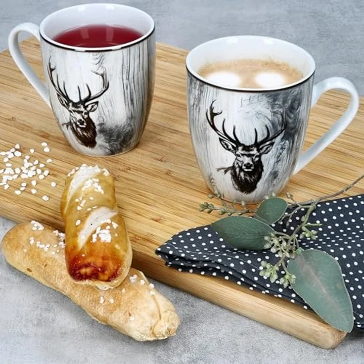 MamboCat Becher 6er Set Alois Kaffeebecher 350ml Porzellan-Tassen 6 Personen Hirsch, Porzellan – Bild 5