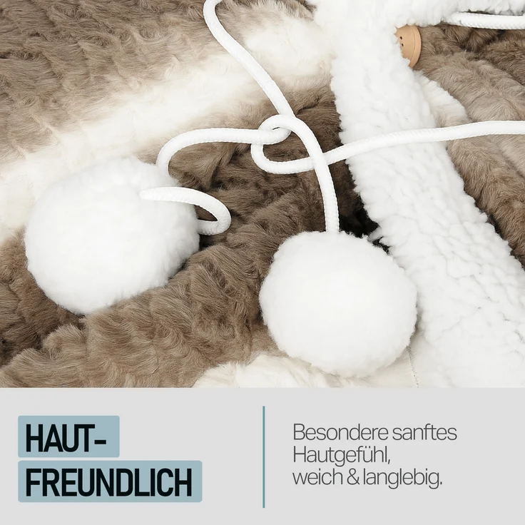 Bestlivings Kuscheldecke mit Kapuze 130 x 180 cm in Braun für Kinder und Erwachsene, TV-Decke, Sherpa Decke in Felloptik – Bild 4