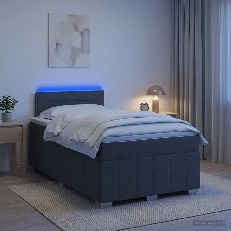 vidaXL Boxspringbett mit Matratze Dunkelgrau 120 x 200 cm Stoff 3452643 – Bild 4