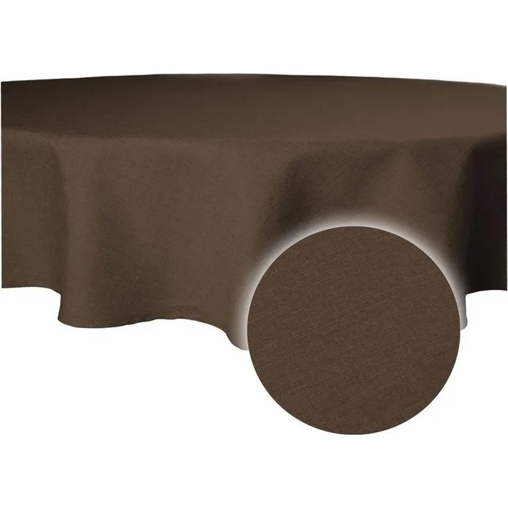 Haus und Deko Tischdecke Tischdecke rund 160 cm Ø beschichtet Leinenoptik wasserabweisend Lotus (1-tlg)