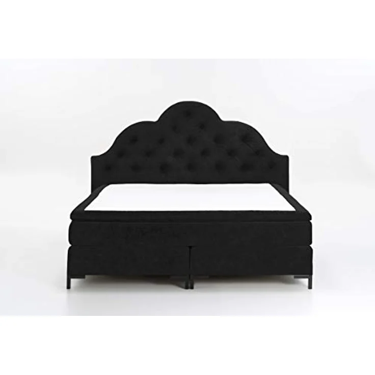 Atlantic Home Collection Boxspringbett CARO LUXE, 140x200 cm, inklusive Topper (Härtegrad H2), Nachtschwarz – Bild 4