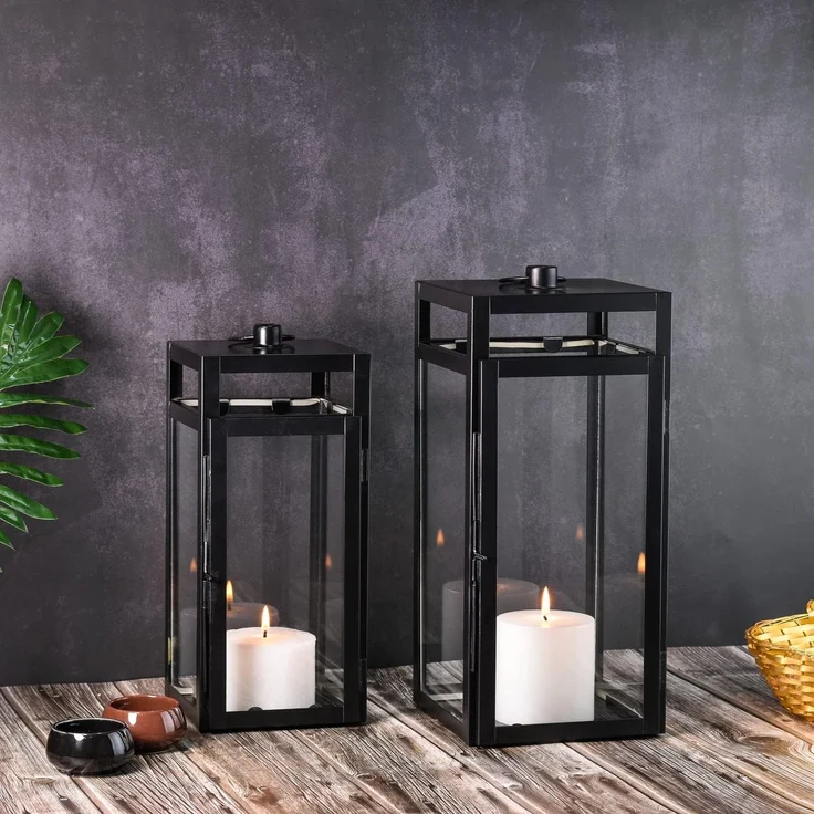 Marrakesch Orient & Mediterran Interior Kerzenlaterne 2er Set Skandinavisches Design Balkon Windlicht Gartenlaterne Edvin (2 St), 2er Set – Bild 2
