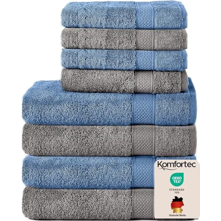 Komfortec Handtuch Set 100% Baumwolle, 4 Badetücher 70x140 und 4 Handtücher 50x100 cm, Frottee (Packung, 8-St), Badehandtuch & XXL Saunatuch, Weich, Towel, Groß – Bild 2