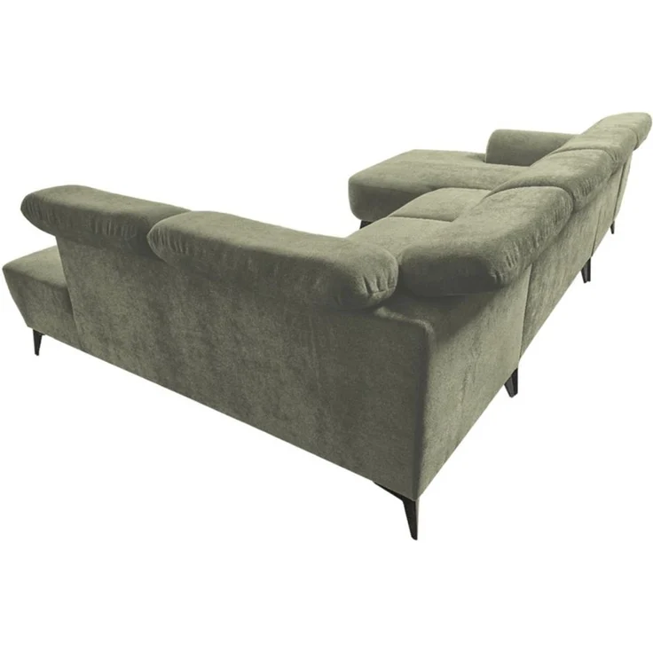 Wohnlandschaft Sofa U-Form ALETTE in Stoff Doha Hellgrün Lange Schenkel Rechts – Bild 3