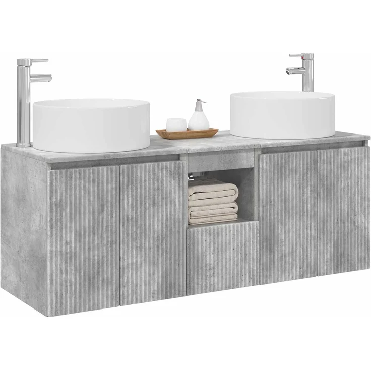 vidaXL Badezimmerschrank-Set 3 stk. Betongrau 129 x 44,5 x 80 cm 3405740 – Bild 3