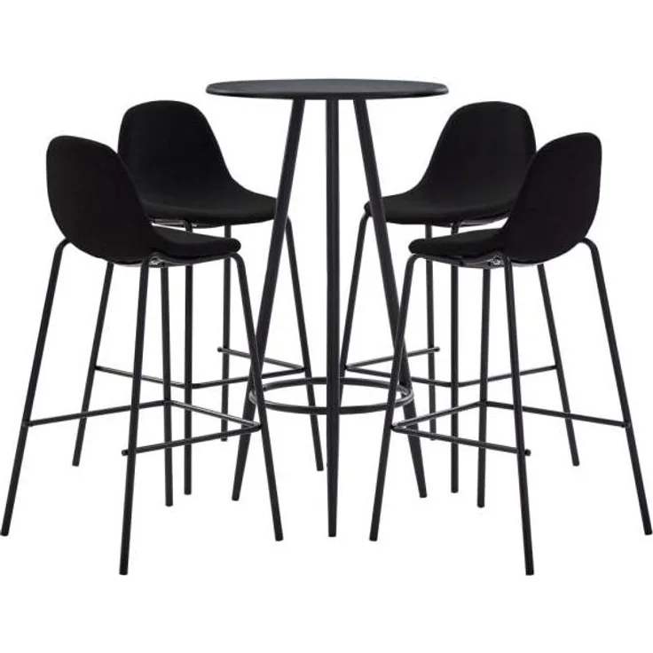 vidaXL 5-tlg. Bar-Set Stoff Schwarz [3051130]