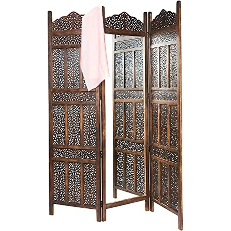 Marrakesch Orient & Mediterran Interior Paravent Holz Spiegel Paravent Raumtrenner Orientalisch Elroi (1 St), Handarbeit – Bild 3