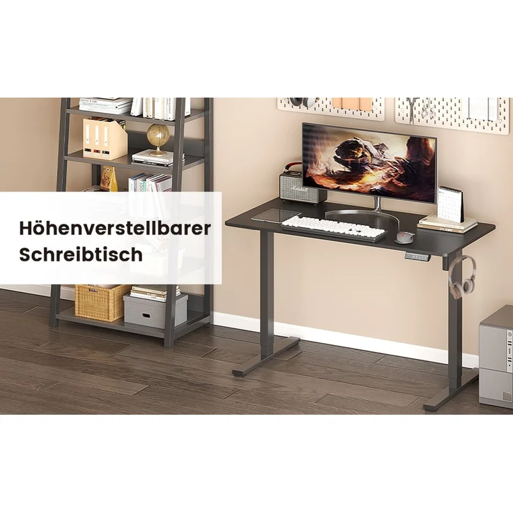 Botifly Elektrisch Höhenverstellbarer Schreibtisch 120x60 cm, Stehpult mit 3 Speicherfunktionen & Antikollisionsfunktion, 70-116cm Verstellbar, 80 kg Belastbar, Schwarz – Bild 6