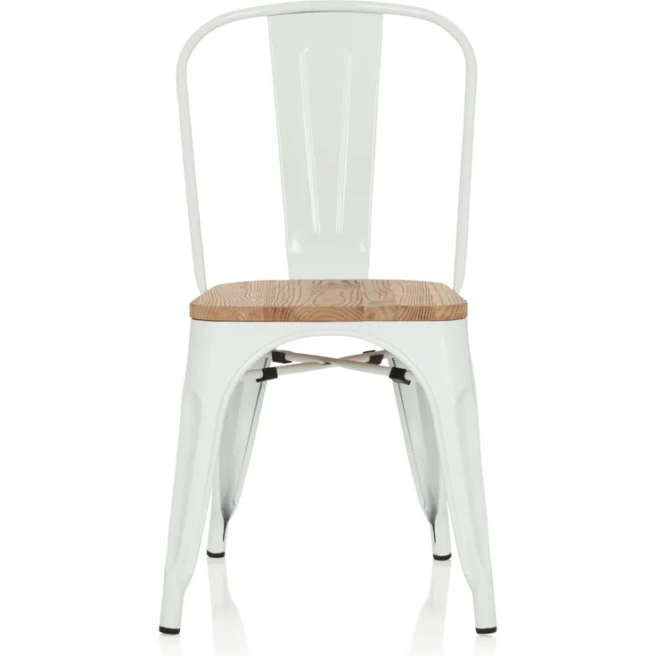 hjh OFFICE Besucherstuhl Konferenzstuhl VANTAGGIO COMFORT W Stahl / Ulmenholz, Weiß